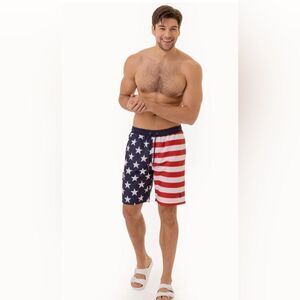 US Polo Ralph Lauren  Swim Trunk Short Mens M American Flag Star Stripe